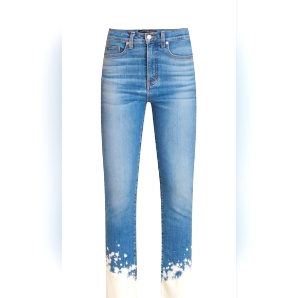 Veronica Beard Carly High Rise Bleach Above Ankle Crop  Splatter Jeans Size 24 - Picture 2 of 8